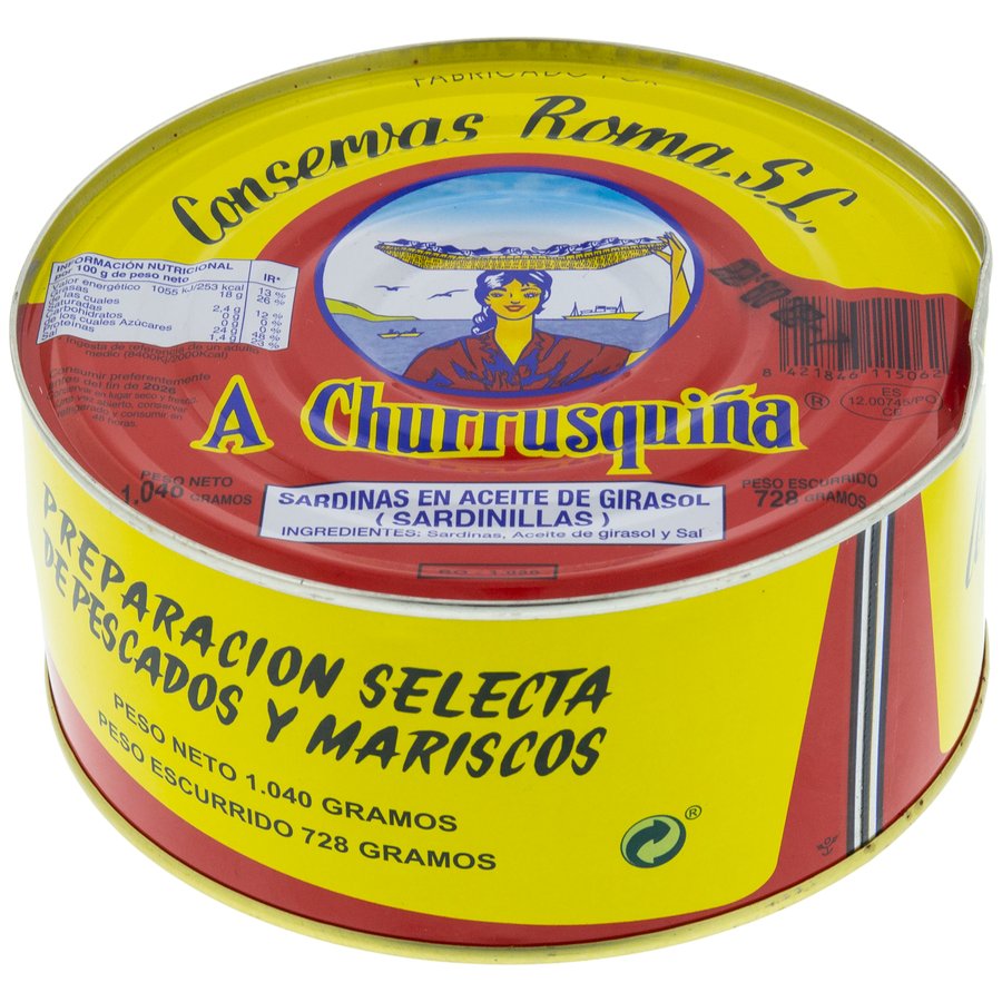 Sardinilla en aceite vegetal A CHURRUSQUIÑA RO-1040 g PN