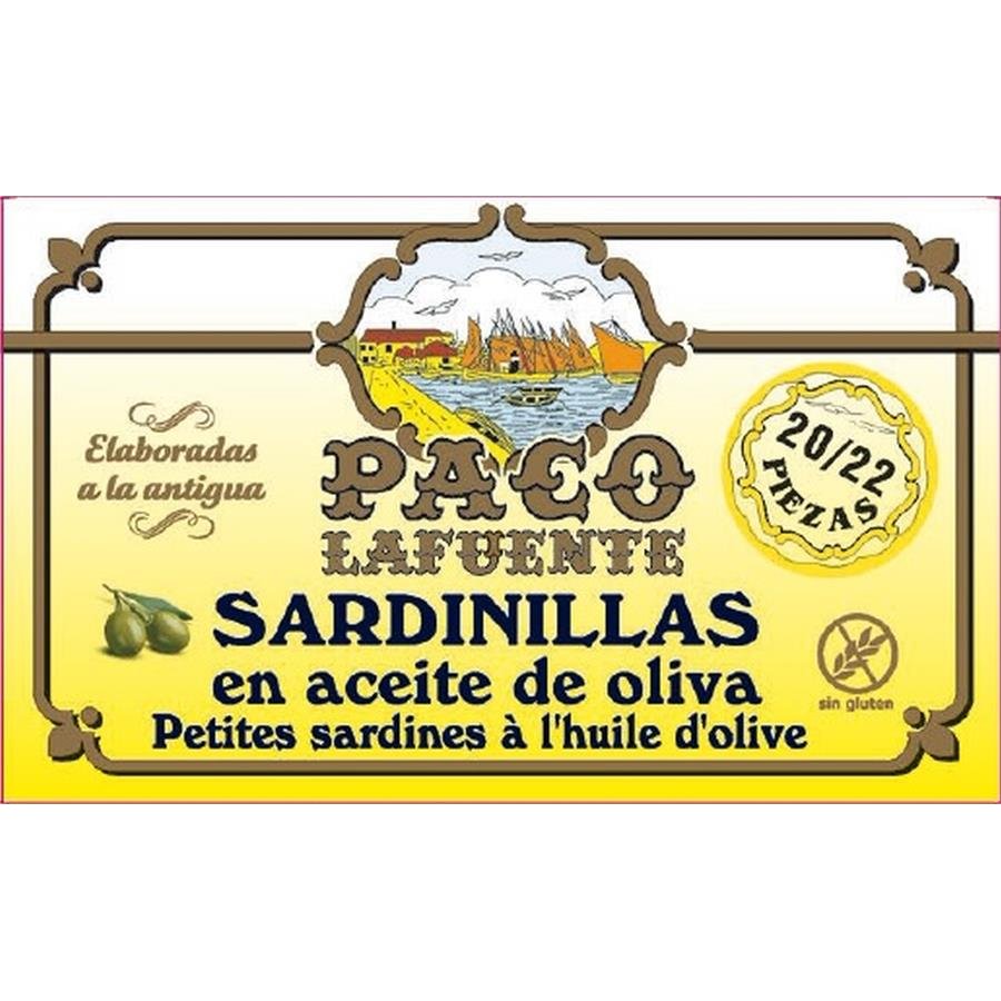 Sardinilla en aceite de oliva 20/22 PACO LAFUENTE lata 125 grs. PN.