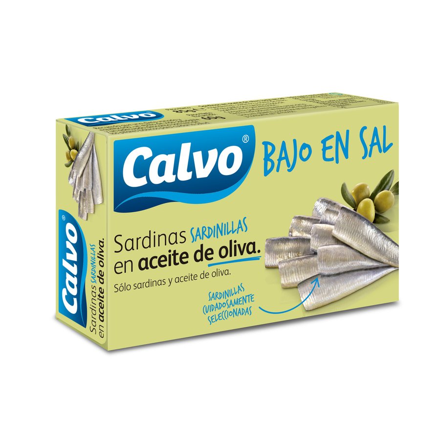 Sardinillas CALVO en aceite de oliva bajas en sal RR-85 g pn