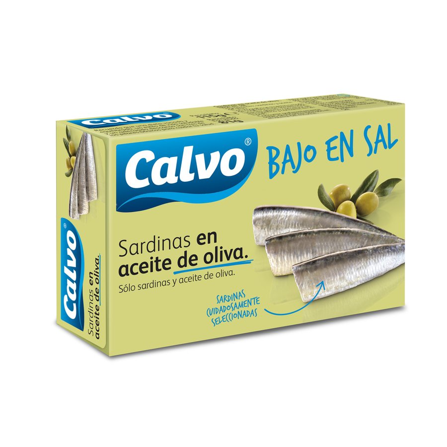 Sardinas CALVO en aceite de oliva bajas en sal 120 g pn