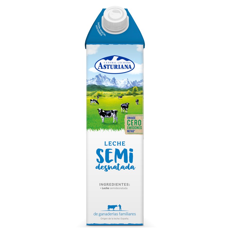 Leche semidesnatada C.L.ASTURIANA brik 1 l