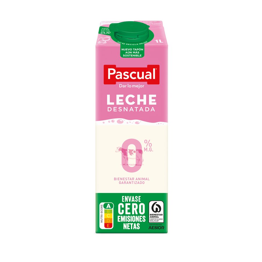 Leche desnatada PASCUAL brik 1 l