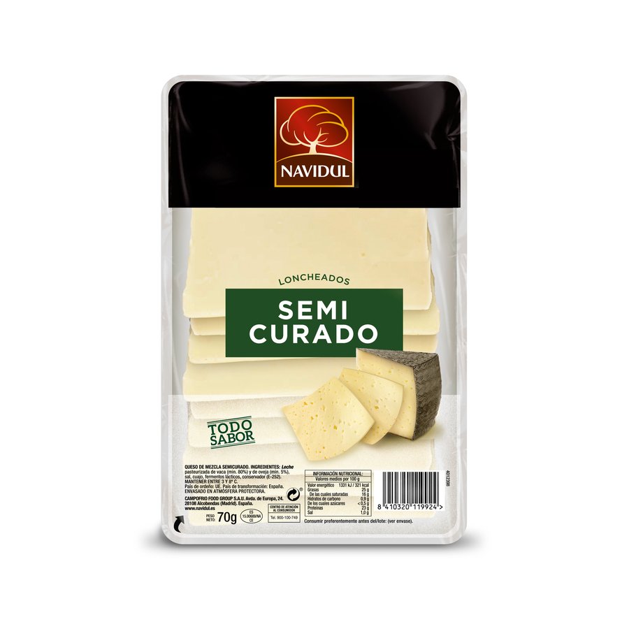 Queso semicurado NAVIDUL Lonchas 70 g