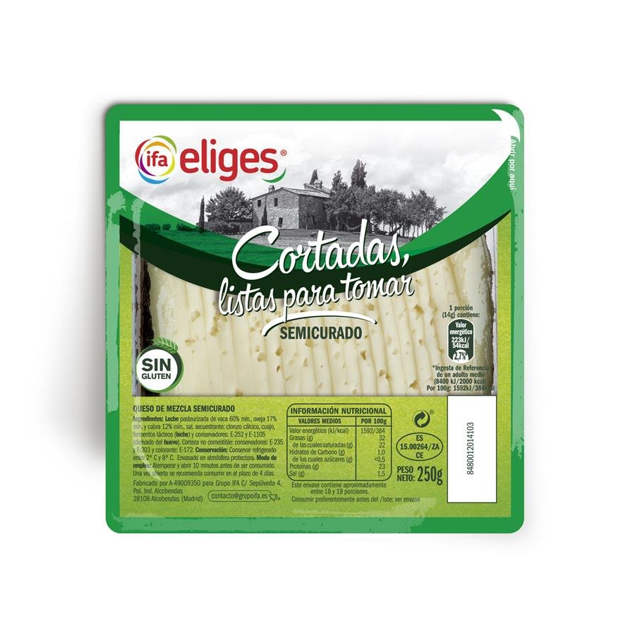 Queso mezcla semicurado cortado IFA ELIGES sin gluten 250 g