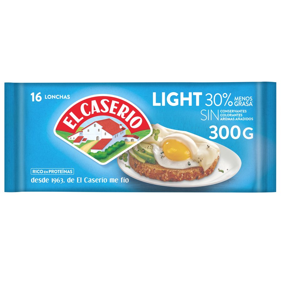 Queso EL CASERIO light 16 lonchas 300 g