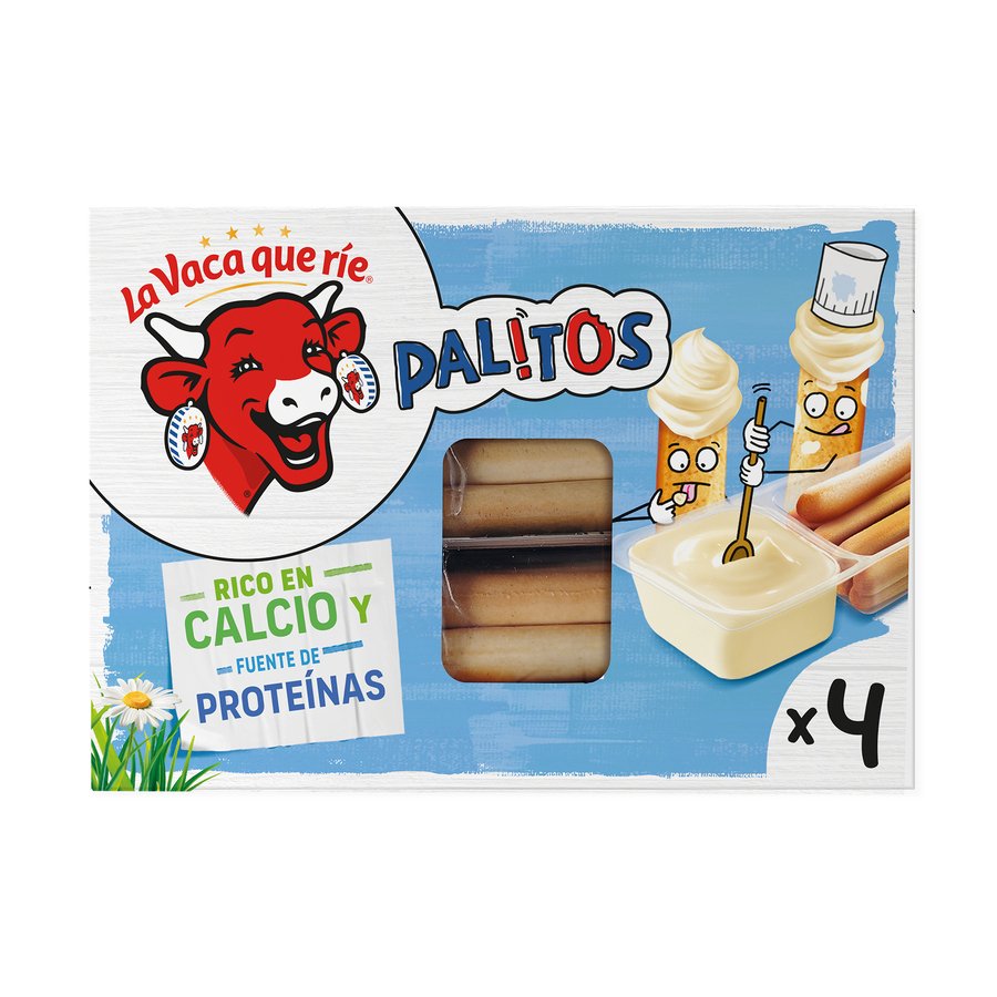 Queso fundido y palitos LA VACA QUE RIE 4x35 g