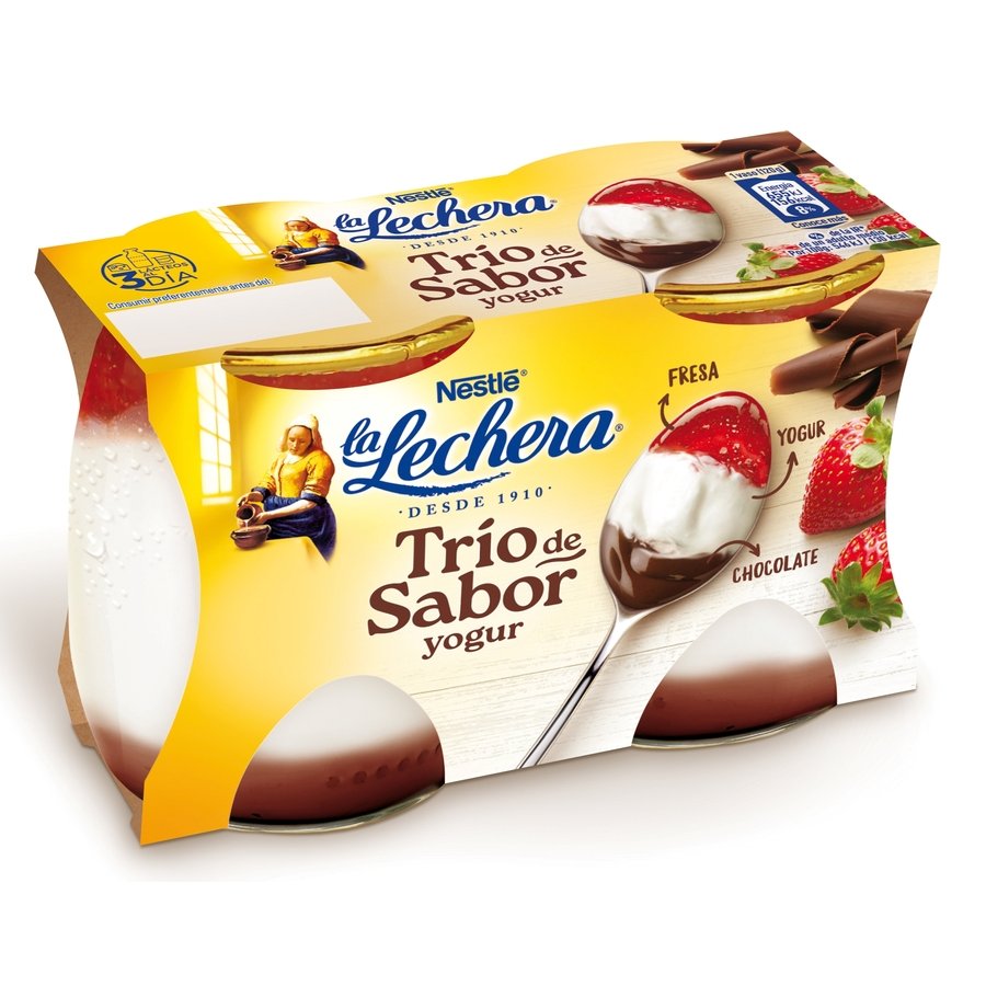 Yogur LA LECHERA Trio de Sabor fresa chocolate 2x120 g