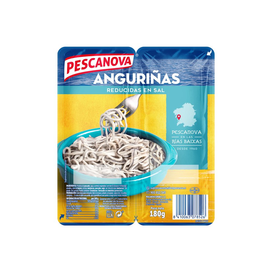 Anguriñas refrigeradas PESCANOVA reducidas en sal sin gluten pack 2x90 g