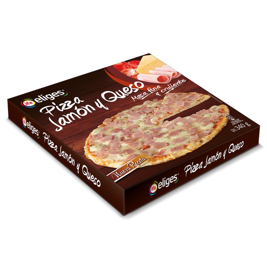 Pizza congelada masa fina jamón y queso IFA ELIGES 340 g