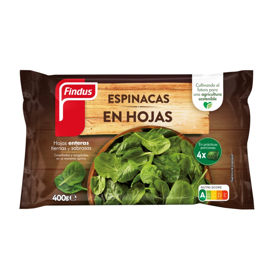 Espinacas en hojas congeladas FINDUS estuche 400 g pn