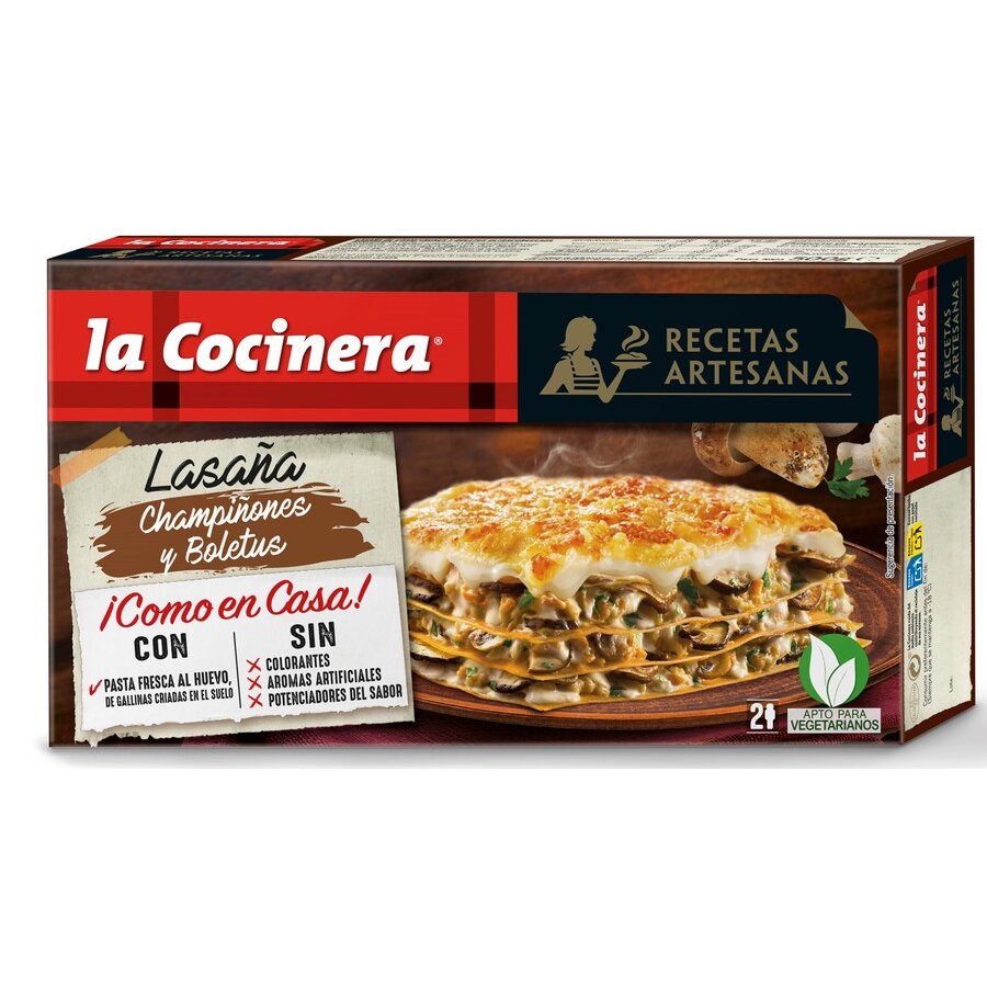 Lasaña champiñones y boletus congelada LA COCINERA 500 g