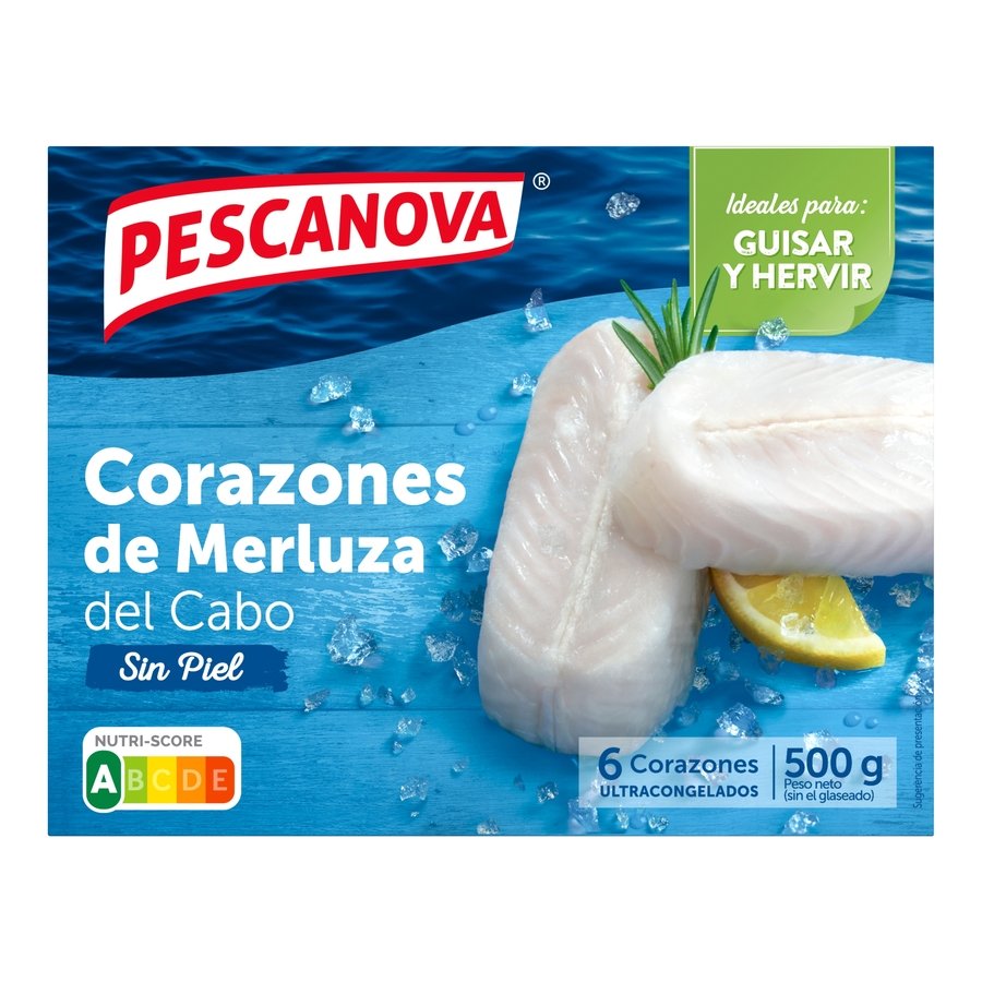 Corazones filete merluza PESCANOVA estuche 500 g pne