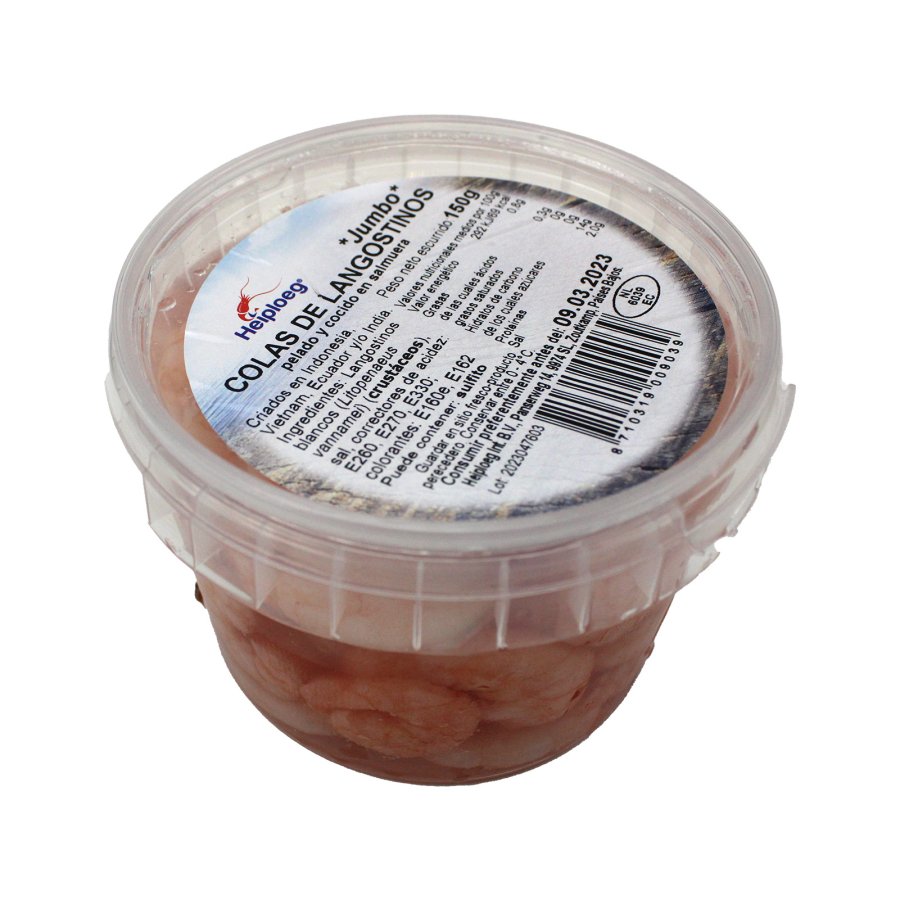 Langostino cocido pelado jumbo refrigerado HEIPLOEG 150 g pne