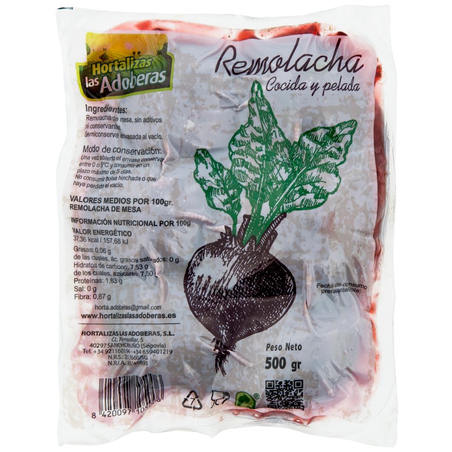 Remolacha cocida 2/3 piezas bolsa 500 g