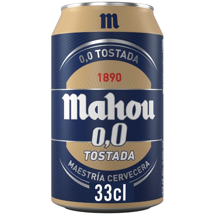 Cerveza MAHOU 0,0 tostada lata 33 cl