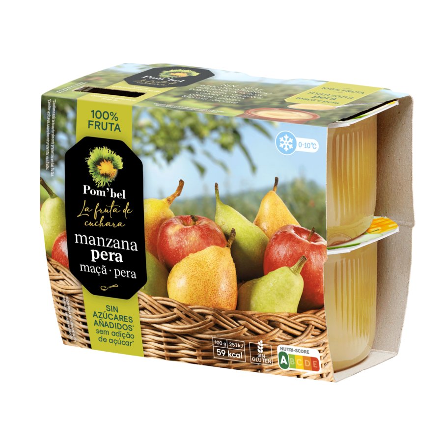 Puré de manzana pera POM'BEL pack 4X100 g